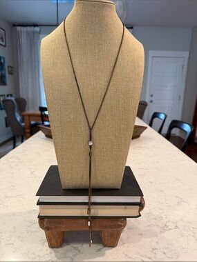 White House Black Market Brown Tone Necklace with Crystal